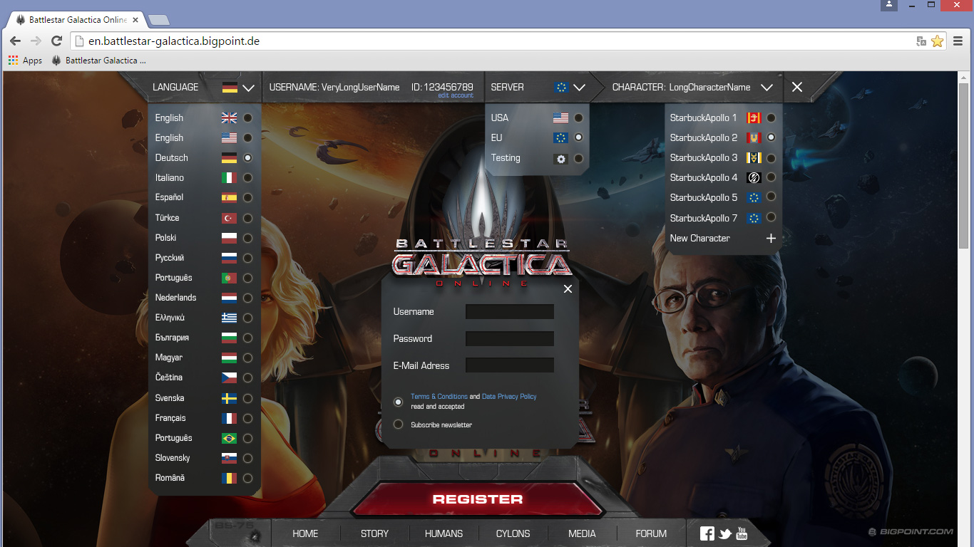Battlestar Galactica Online | Landingpage | www.bsgo.com